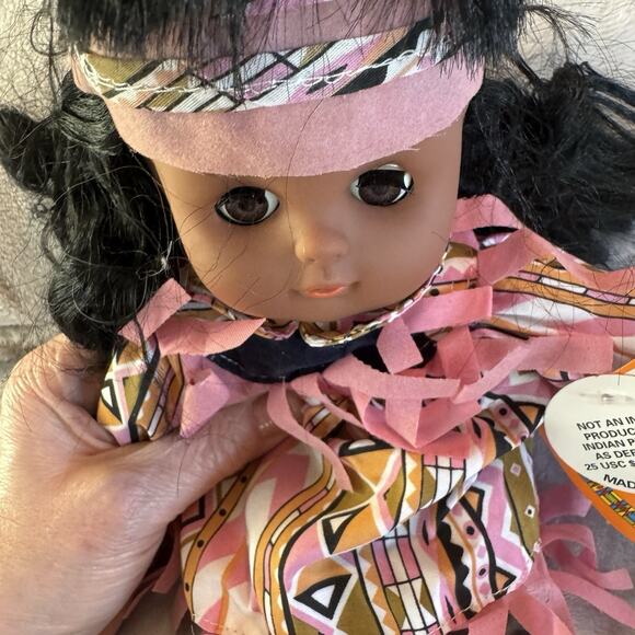 Gi-Go Native American Indian Doll Open Close Eyes Soft Body Pink Outfit 12" - Picture 4 of 5